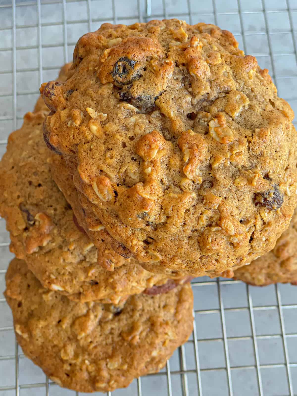 These oatmeal raisin cookies with crispy edges are studded with raisins and oats to make a chewy golden treat.