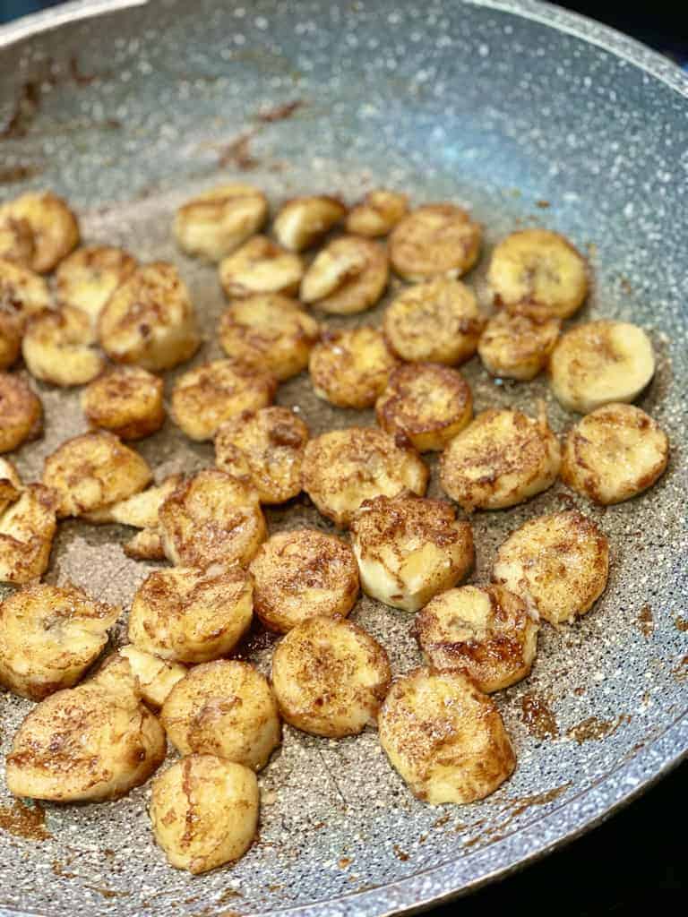 golden brown with a crisp exterior bananas are crispy using only 3 ingredients: honey, cinnamon, and butter