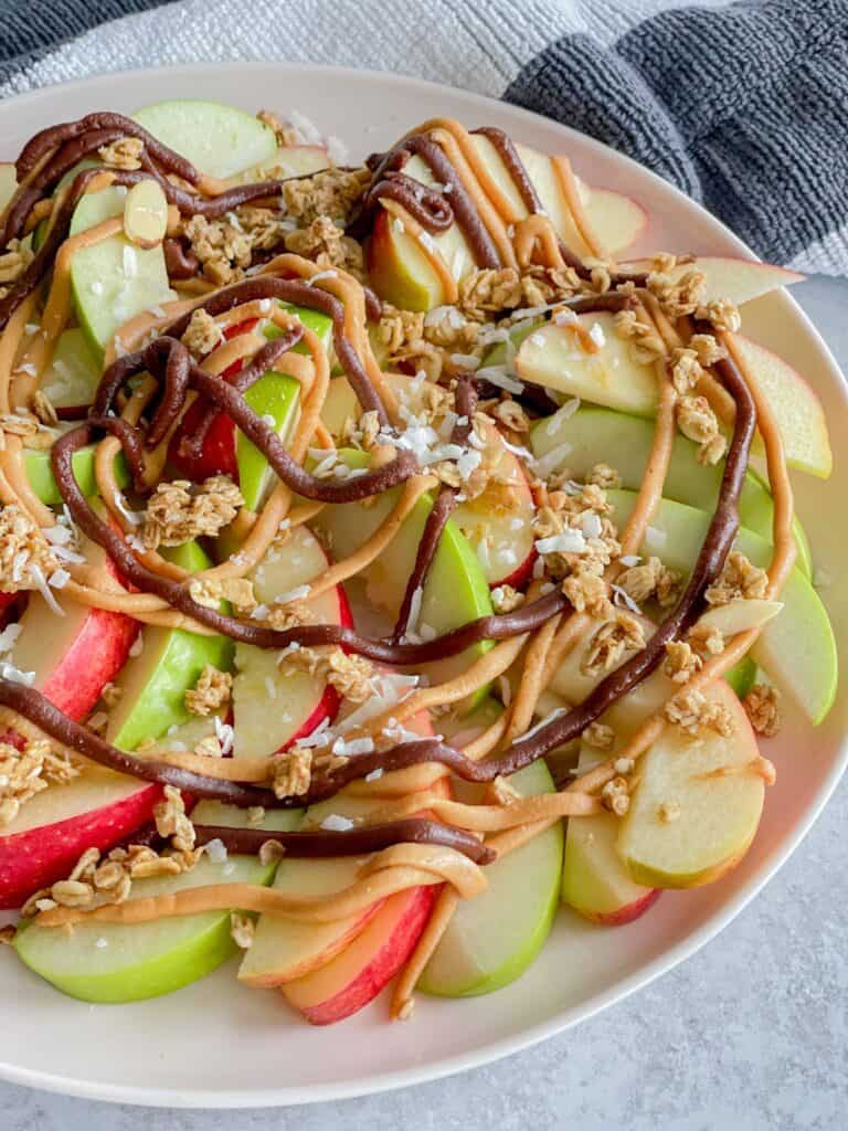 Peanut butter apple nachos will wow the adults and children alike. 