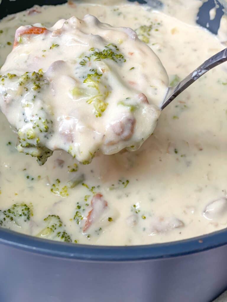 This Creamy Broccoli and Mushroom soup is best served with some garlic bread, and garnished with cheese, cream, or some fresh herbs.