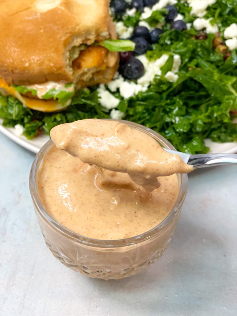 This sauce has an indescribable flavor. It has a creamy texture that makes it easy to slather over your burger.