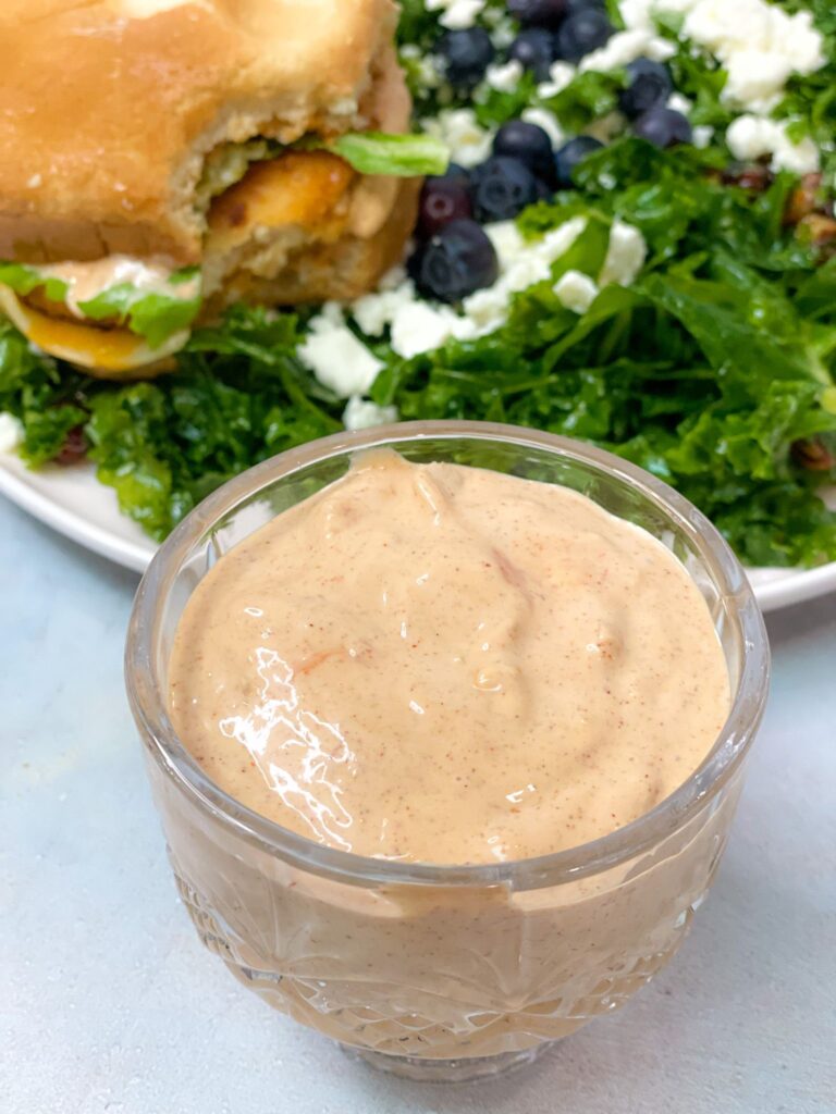 This sauce is perfect to add flavors to your sandwiches. You can also dip your fries, mozzarella sticks, and spring rolls in this creamy sauce.