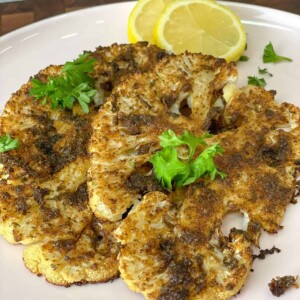 Smoked Cauliflower Steaks toasted to perfection