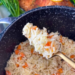 Cajun rice with carrots, onions, and cajun seasoning prepared in one pot