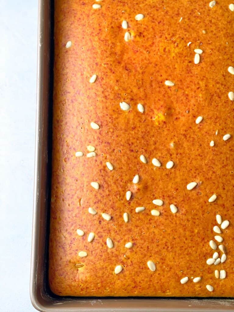 Enjoy this Lebanese dessert with a sprinkle of raw almonds, pine seeds, or sesame seeds.