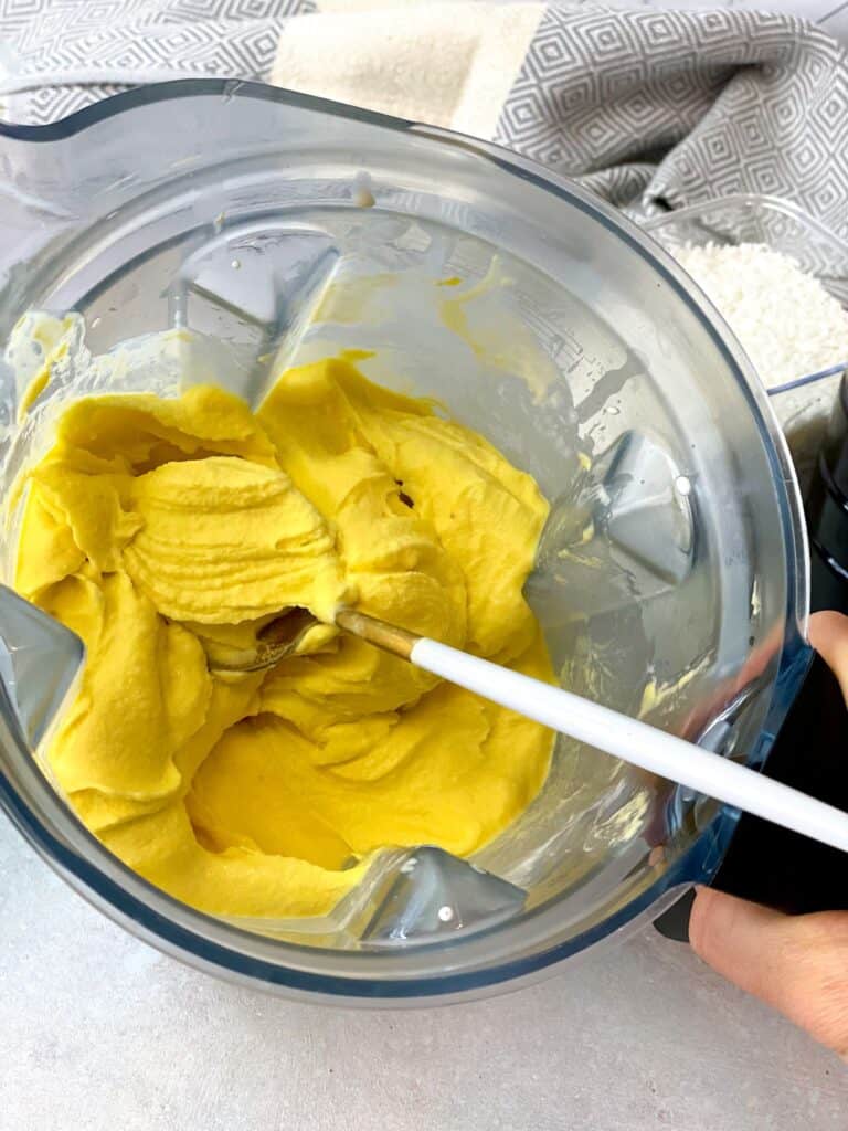 Luscious and creamy mango in a blender