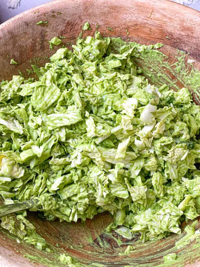 My own spin on the Viral Green Goddess Salad introduces fresh satisfying flavors with an additional touch of avocado and yogurt!