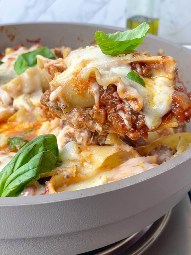 stovetop lasagna in a beautiful pan by perco