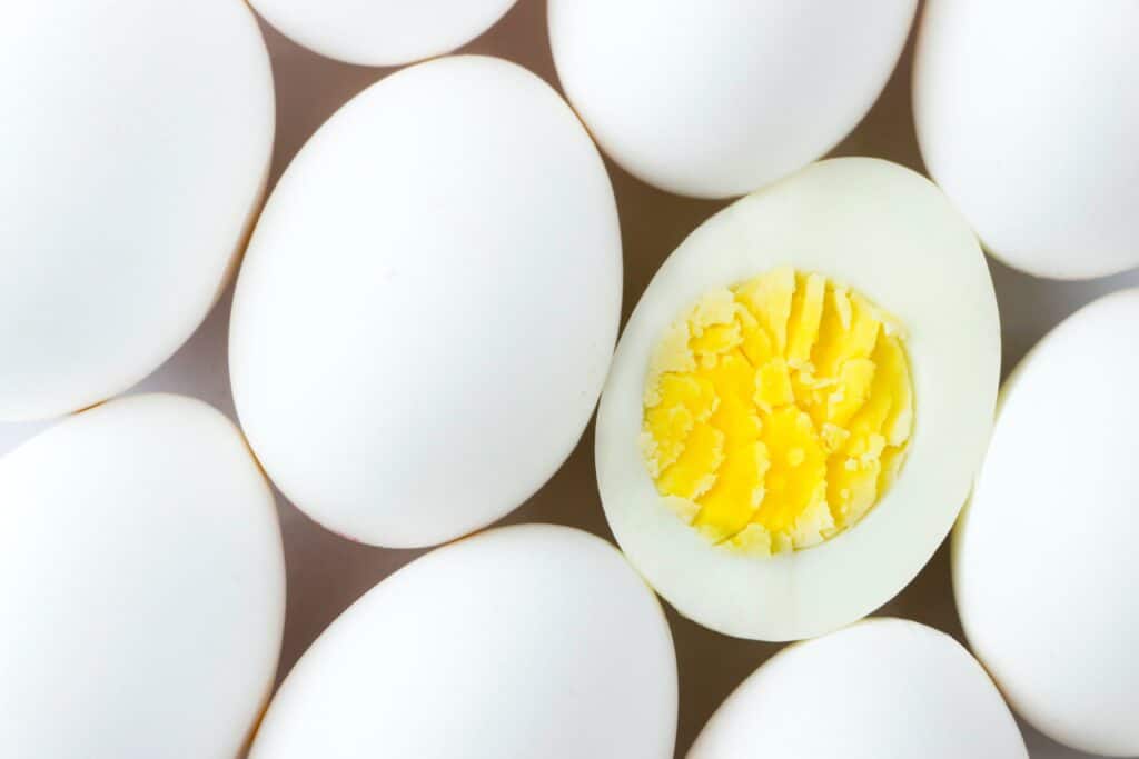 hard boiled eggs with tender whites and moist yolks.