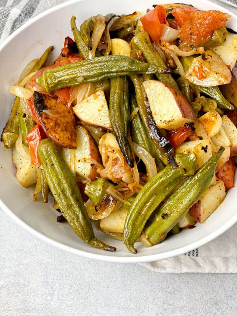 These golden brown roasted vegetables with the perfect garlic seasoning will have you asking for seconds! Enjoy!