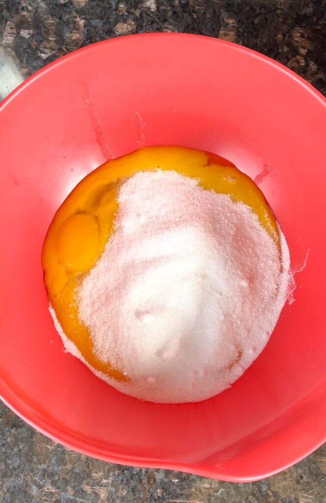 egg yolks mixed with sugar and vanilla