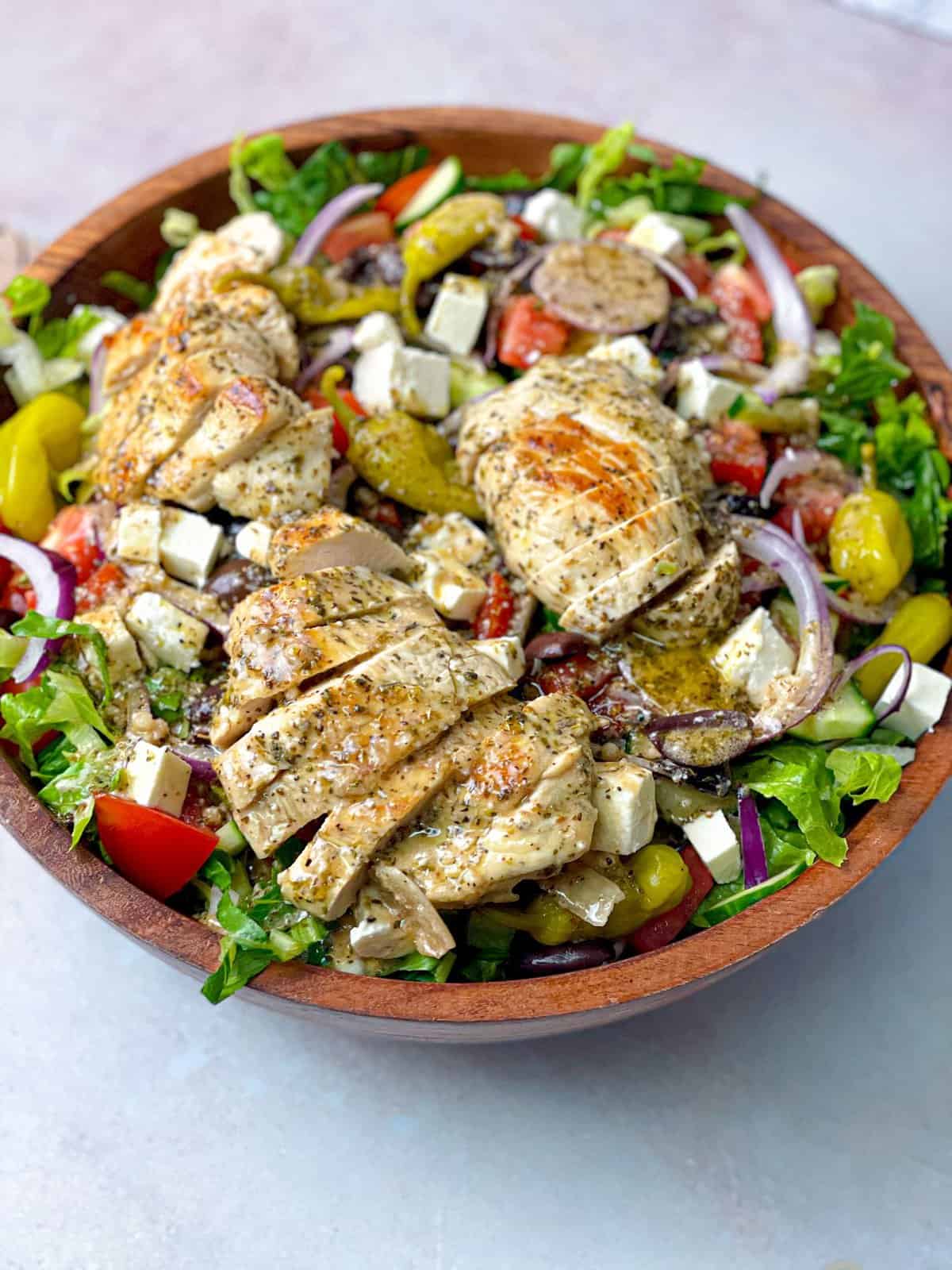 TasteGreatFoodie - Greek Salad with Marinated and Grilled Chicken ...