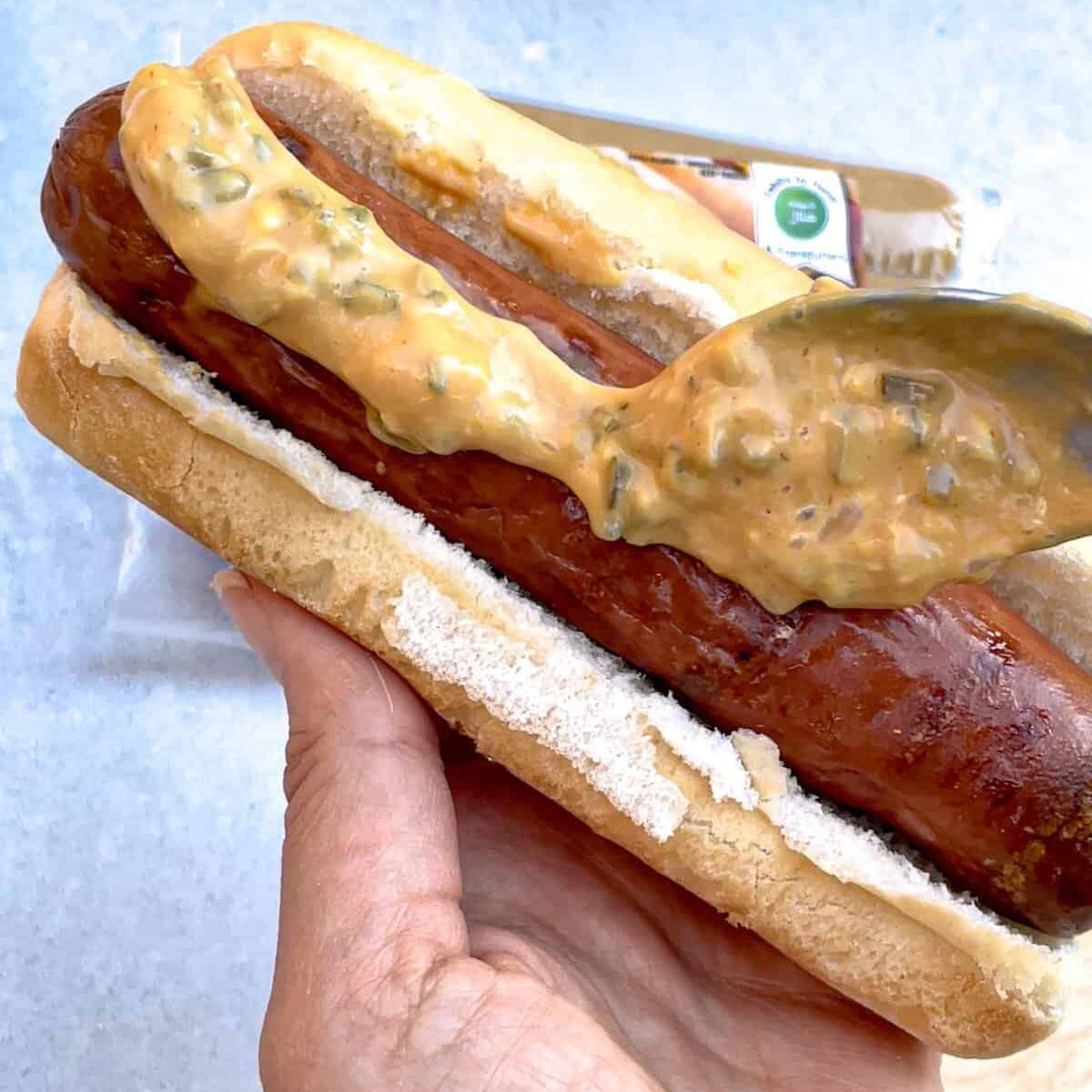 hotdog with cheese inside