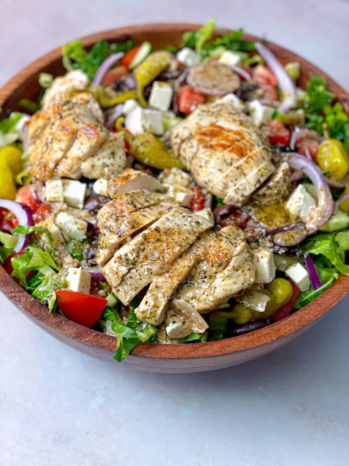 TasteGreatFoodie - Greek Salad with Marinated and Grilled Chicken ...