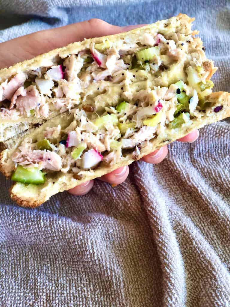 Tuna salad sandwich served beautifully