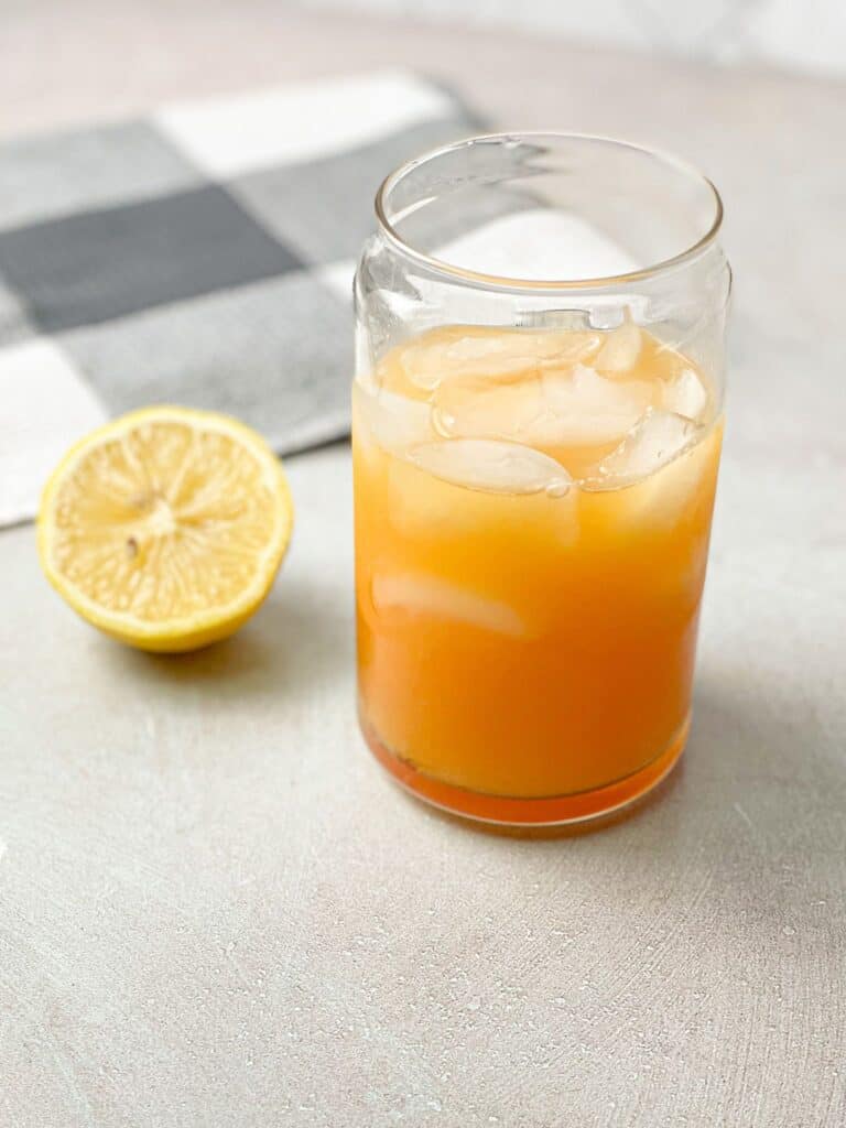 A glass of cold electrolyte made of lemon, orange, Himalayan salt, and honey is perfect especially after sports activities.