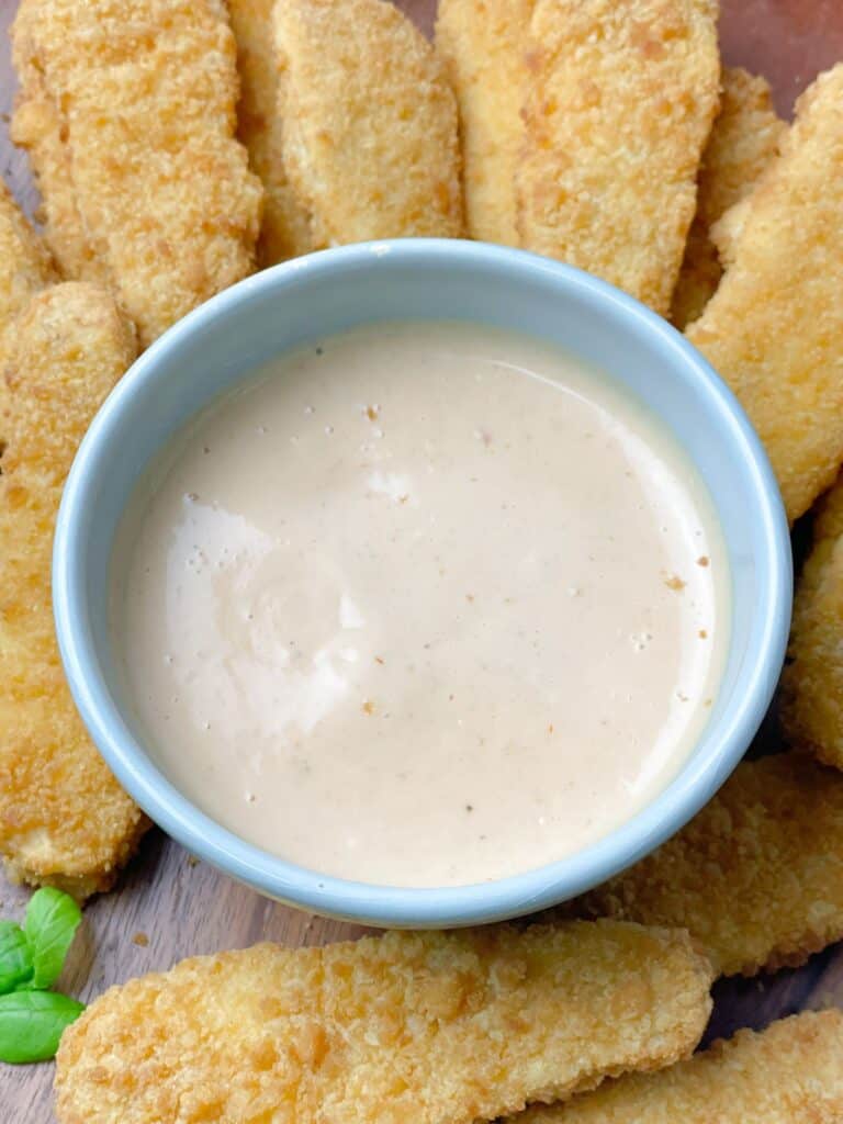 This homemade chicken finger dipping sauce is best served as a dip for vegetables or chicken, or used as a spread with sandwiches and burgers.