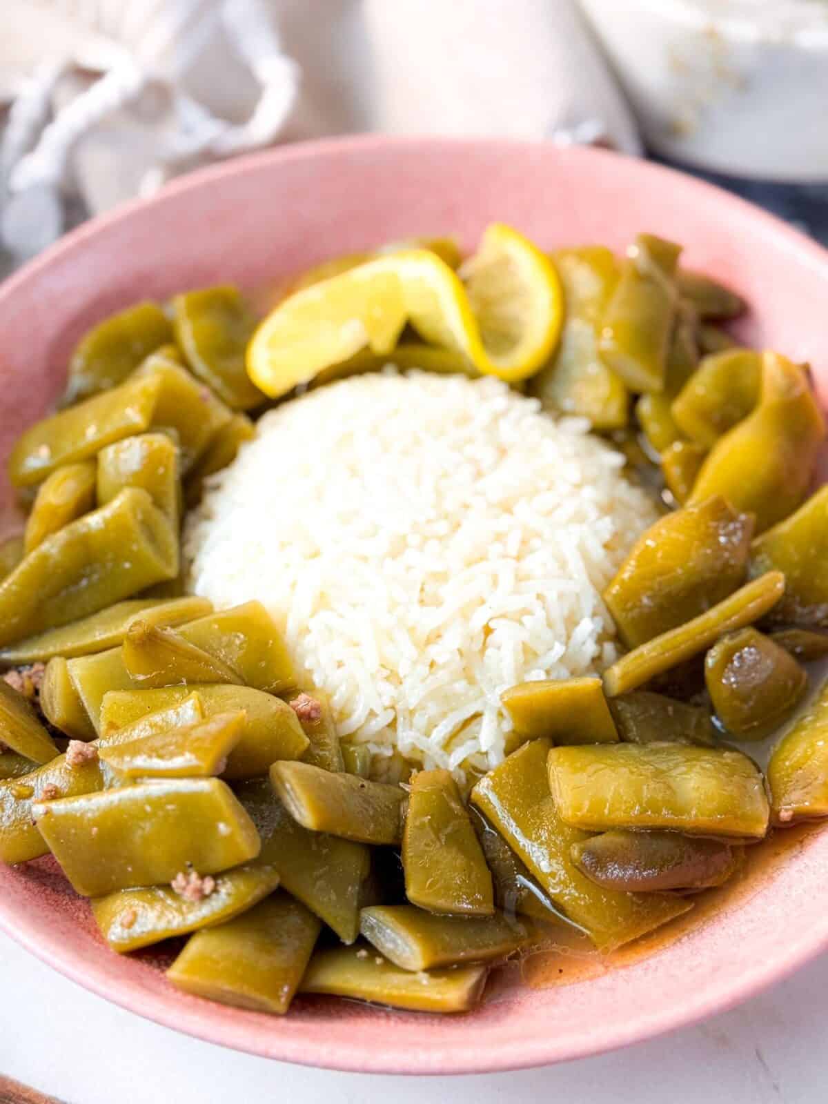 Green Bean and Beef Stew Hearty Lebanese green bean stew with ground beef and lemon