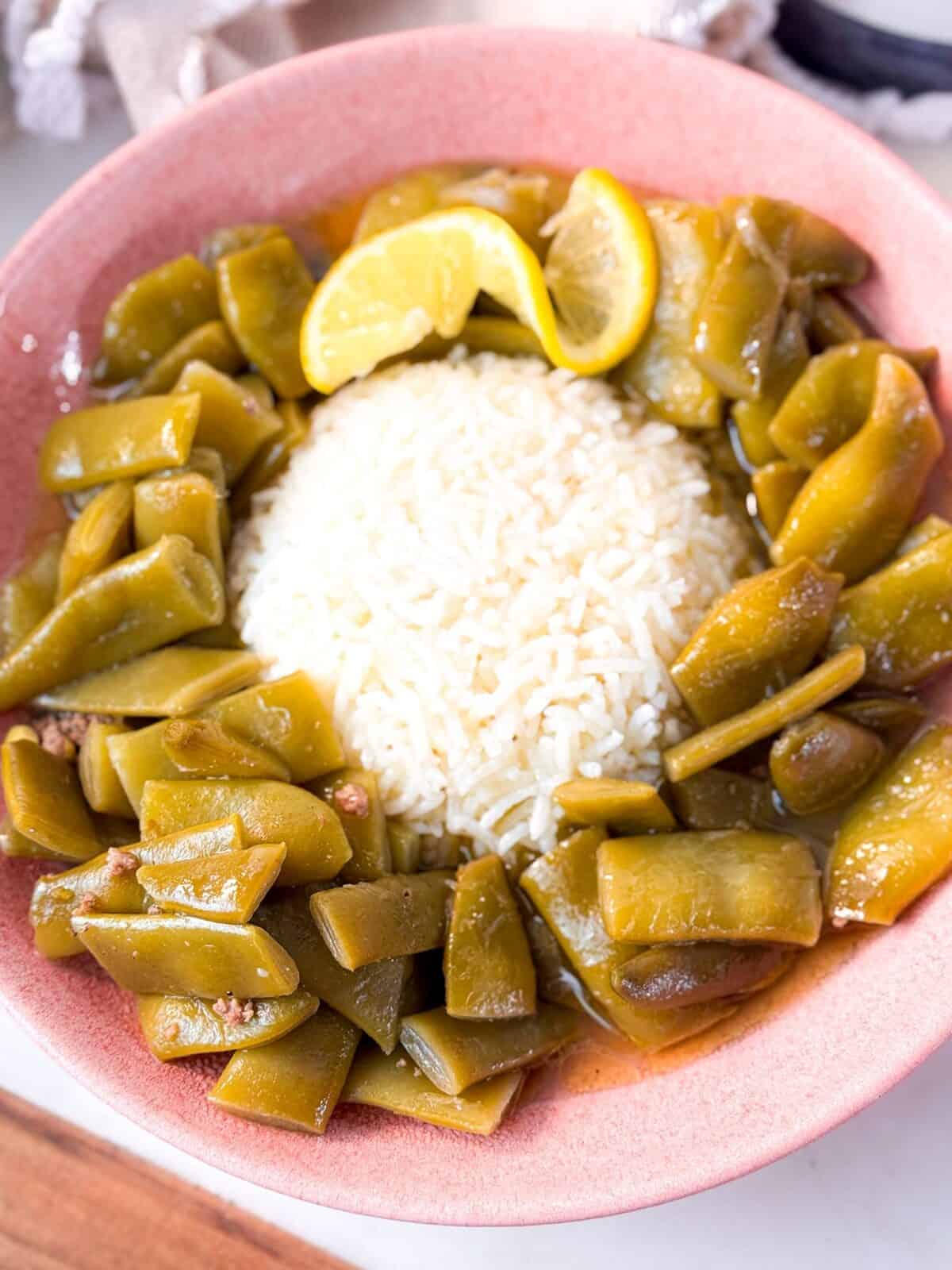 Lebanese Bean Stew Traditional Lebanese Loubia bi Lahme with lemony broth, perfect for family dinners