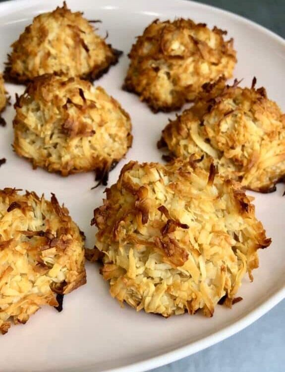 Coconut macaroons in a plate.