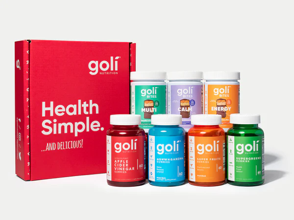 Goli nutrition presents a set of 7 bottles of goli gummies for overall wellness 