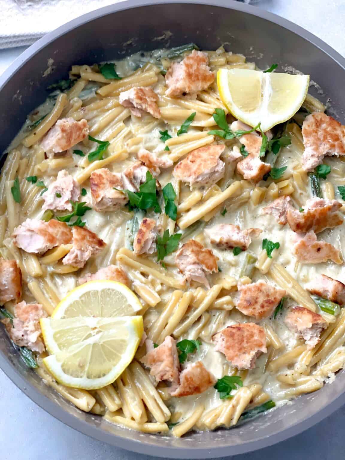 TasteGreatFoodie Creamy Salmon and Asparagus Pasta