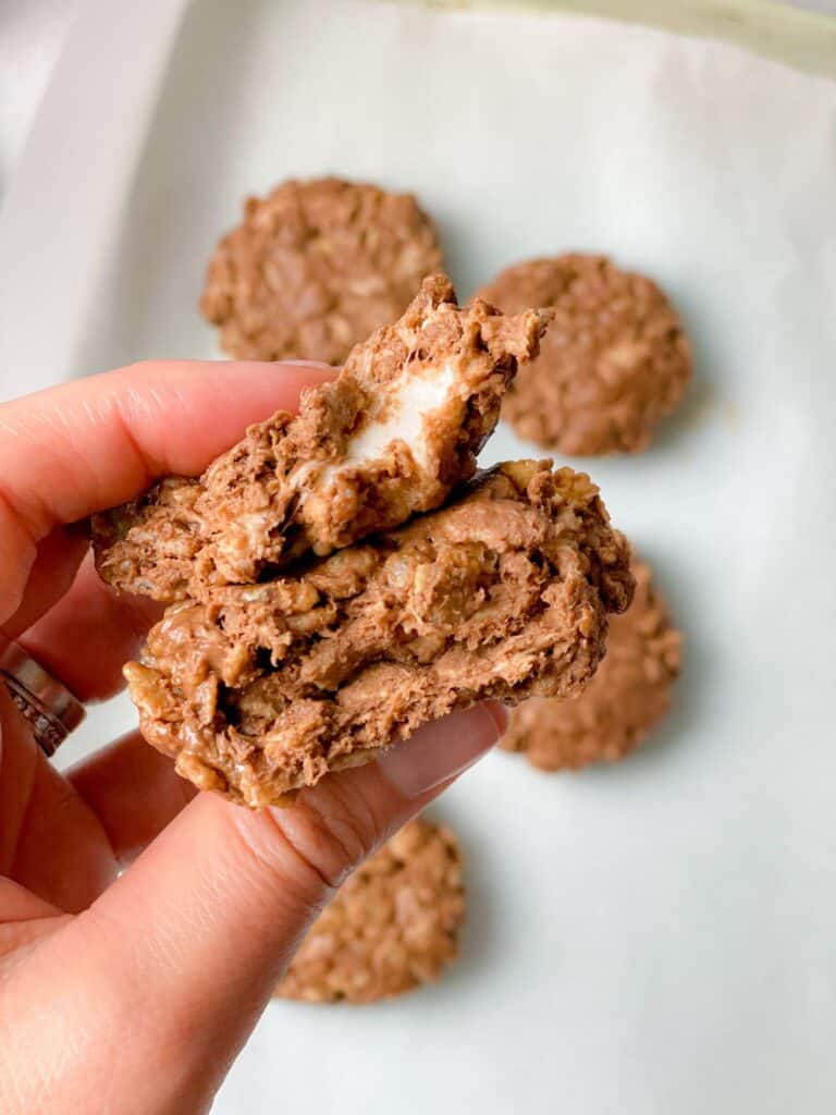 Extremely soft and chewy no bake marshmallow crunch cookies
