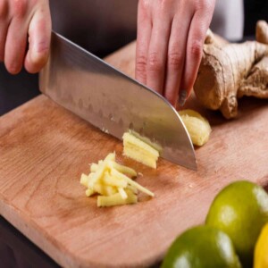 chop ginger using a sharp knife