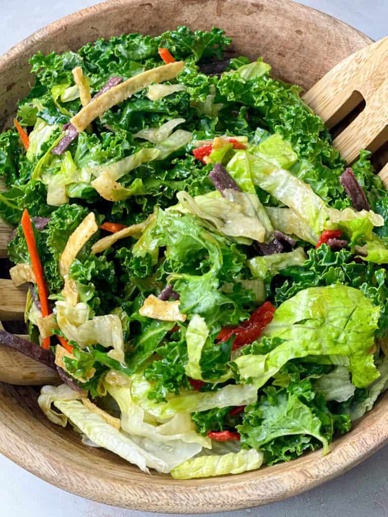 A bowl of Houston's Kale Salad Copycat Recipe packed with vitamins