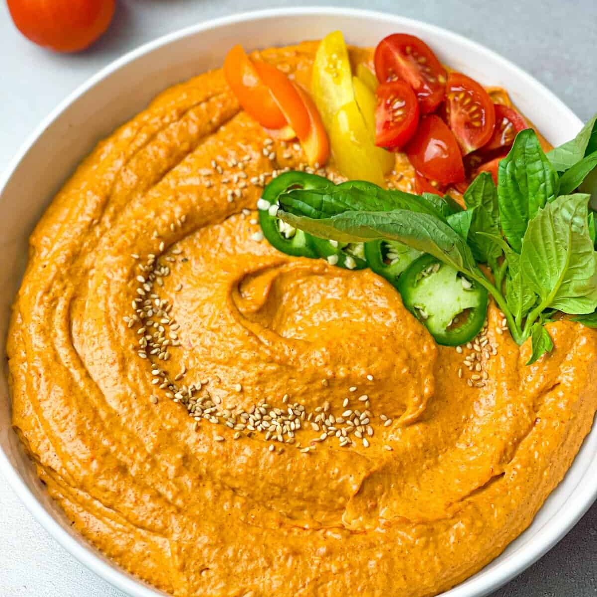 TasteGreatFoodie Spicy Roasted Red Pepper Hummus Vegetarian