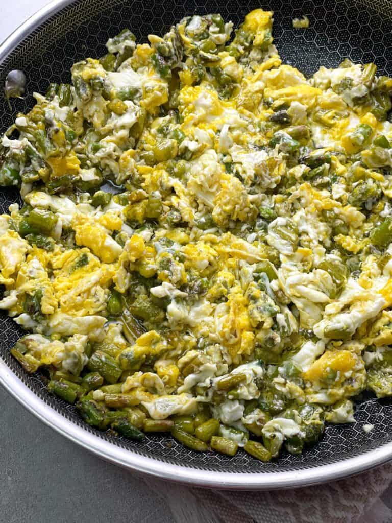 asparagus eggs skillet sautéed with both the butter and olive oil and  cooked to perfection