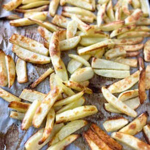 Crispy french fries with a nice golden brown color after being baked in the oven