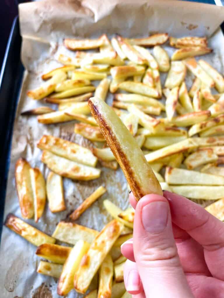crispy baked French fries with a nice golden-yellow color