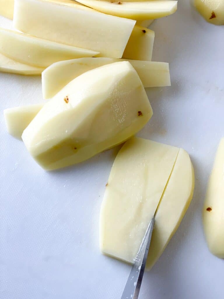 potato slices cut into potato wedges