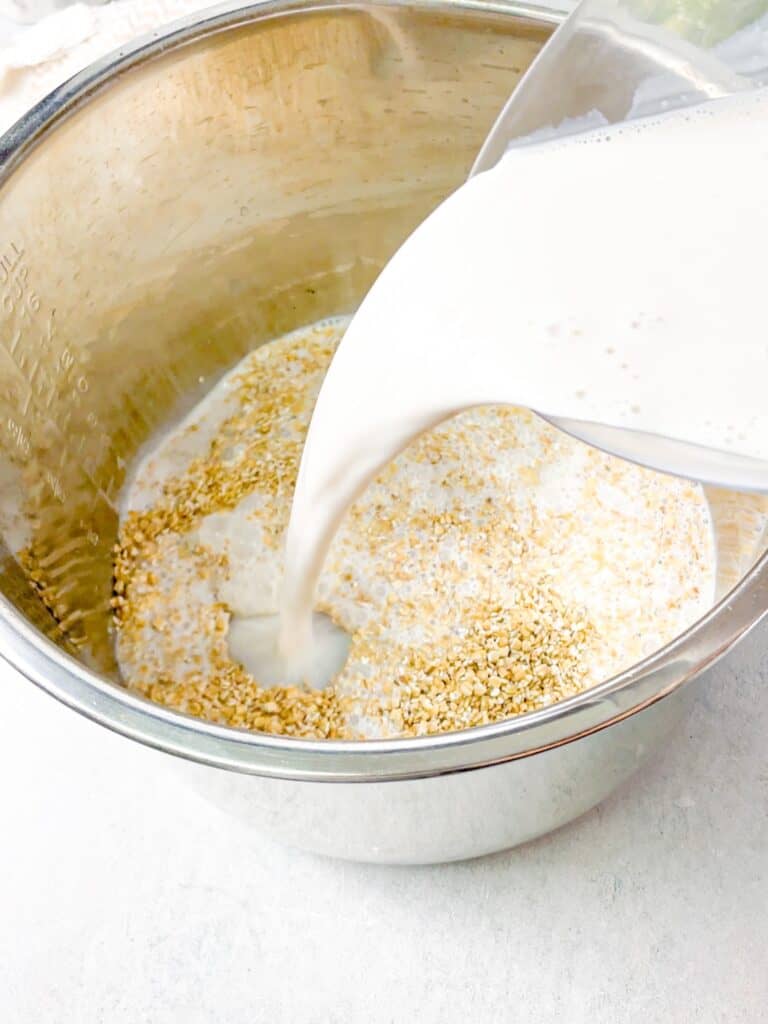 almond milk added to golden oats