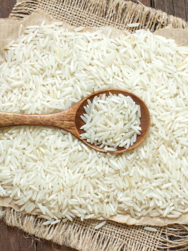 White basmati rice.