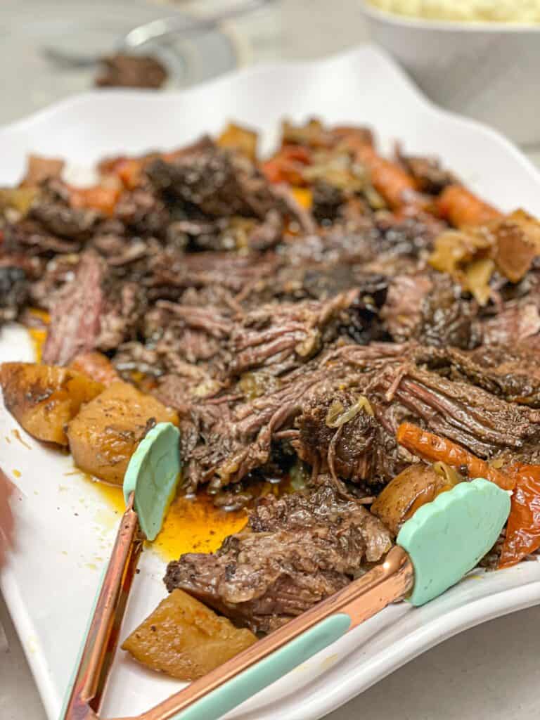 This homemade slow cooked roast beef is a one pot creation. It is a mix of tender meat with vegetables and gravy.