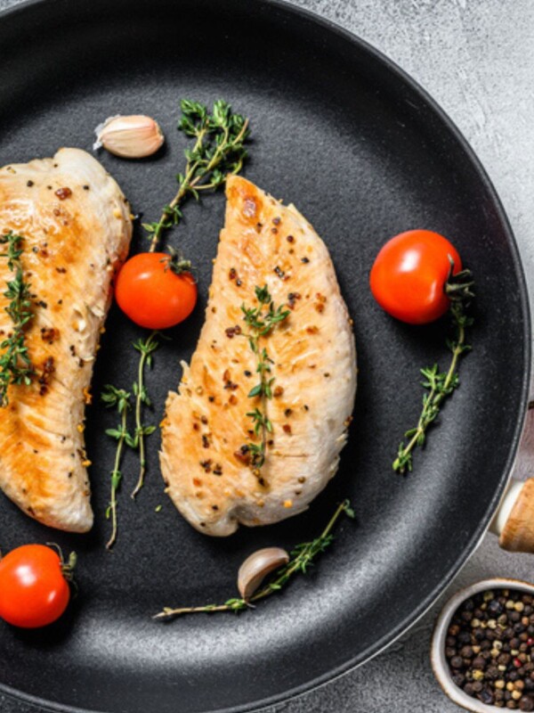 tender juicy stovetop chicken topped with rosemary