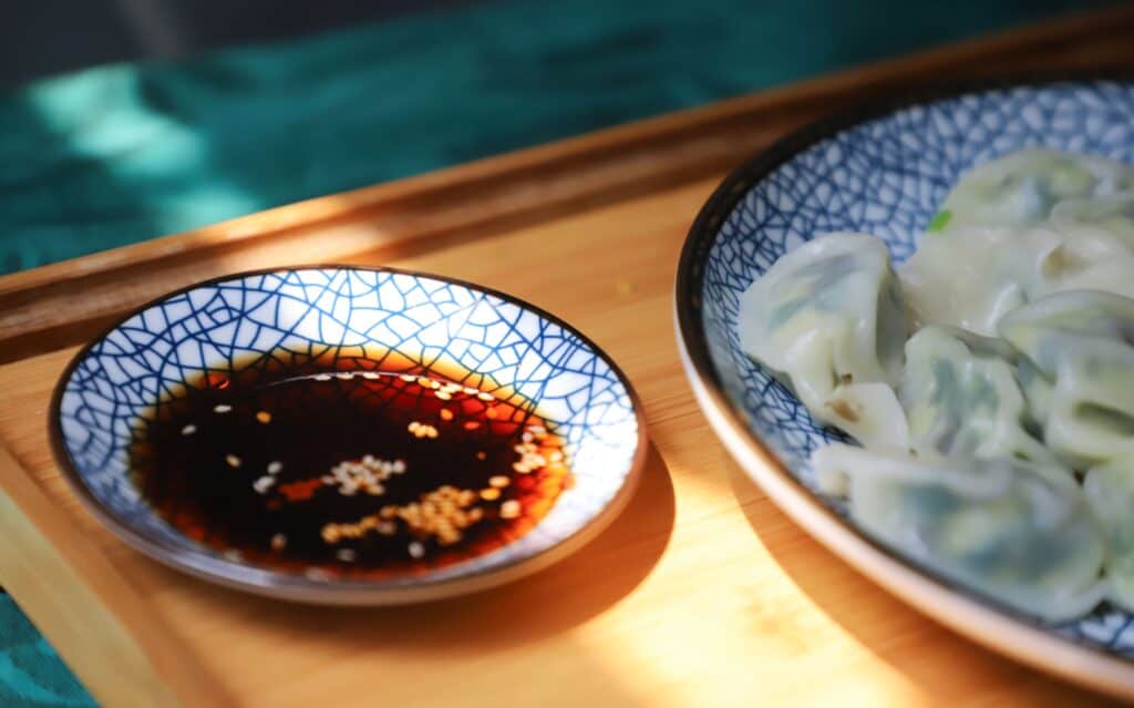 soy dressing served with dumplings