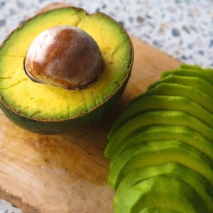 ripen avocados cut in half and sliced