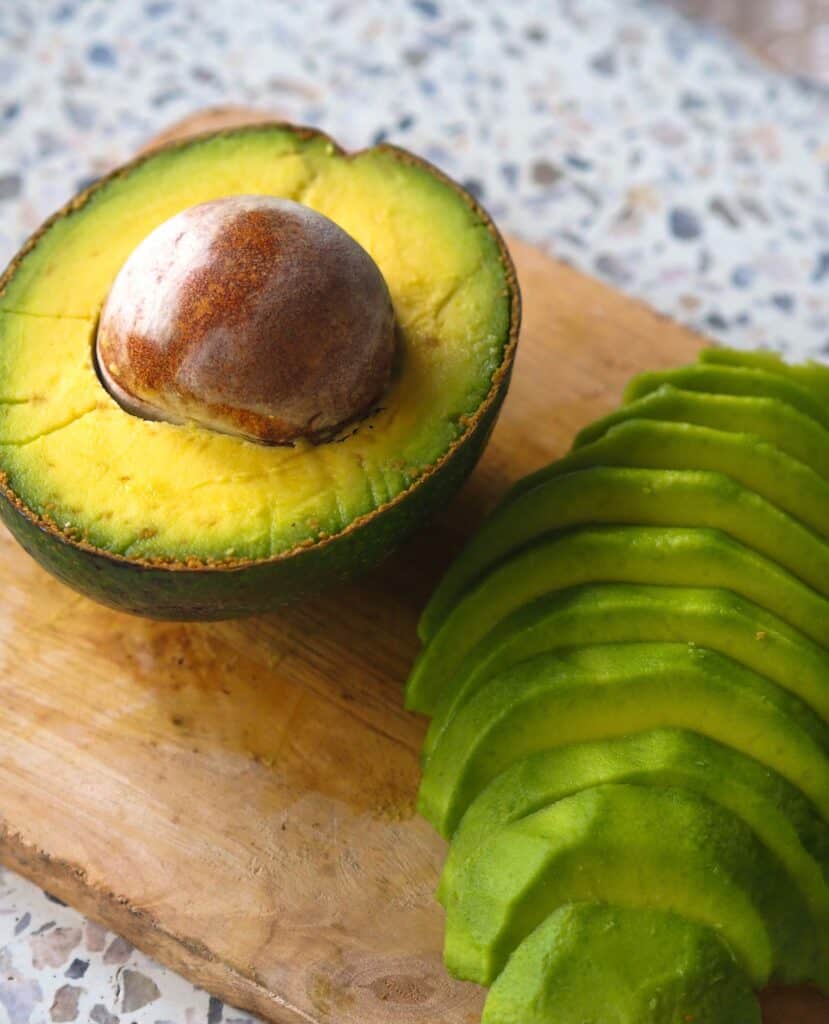 ripen avocados cut in half and sliced