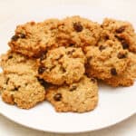 Plate of healthy oatmeal raisin cookies fresh from the oven