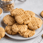 a plate of three ingredients of peanut butter cookies that are crunchy and chewy