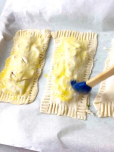 puff pastry rectangles brushed with an egg wash