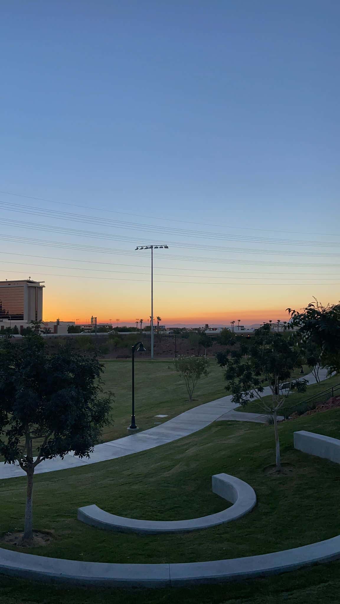 A beautiful view of a park outside of an Airbnb condo in Summerlin in Las Vegas.