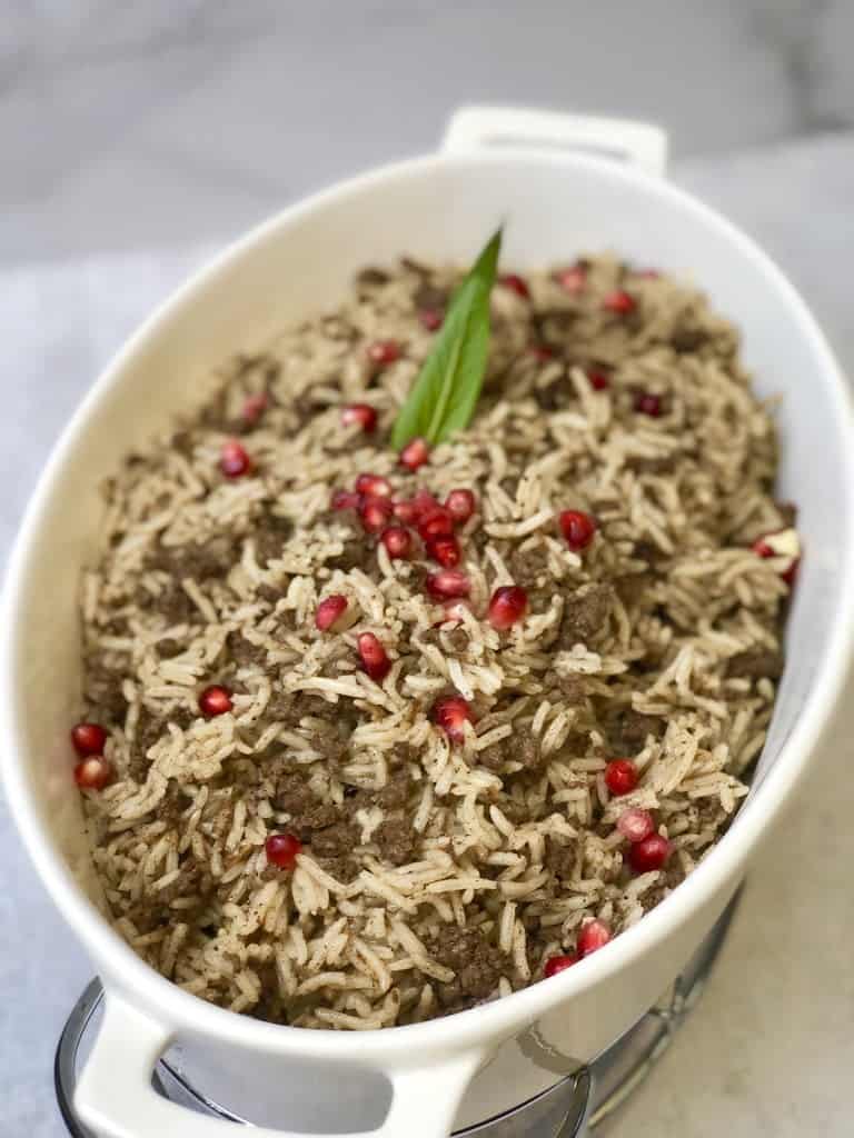 Savory ground meat cooked with fragrant Middle Eastern spices, mixed with fluffy rice for a deliciously satisfying Lebanese-inspired dish.