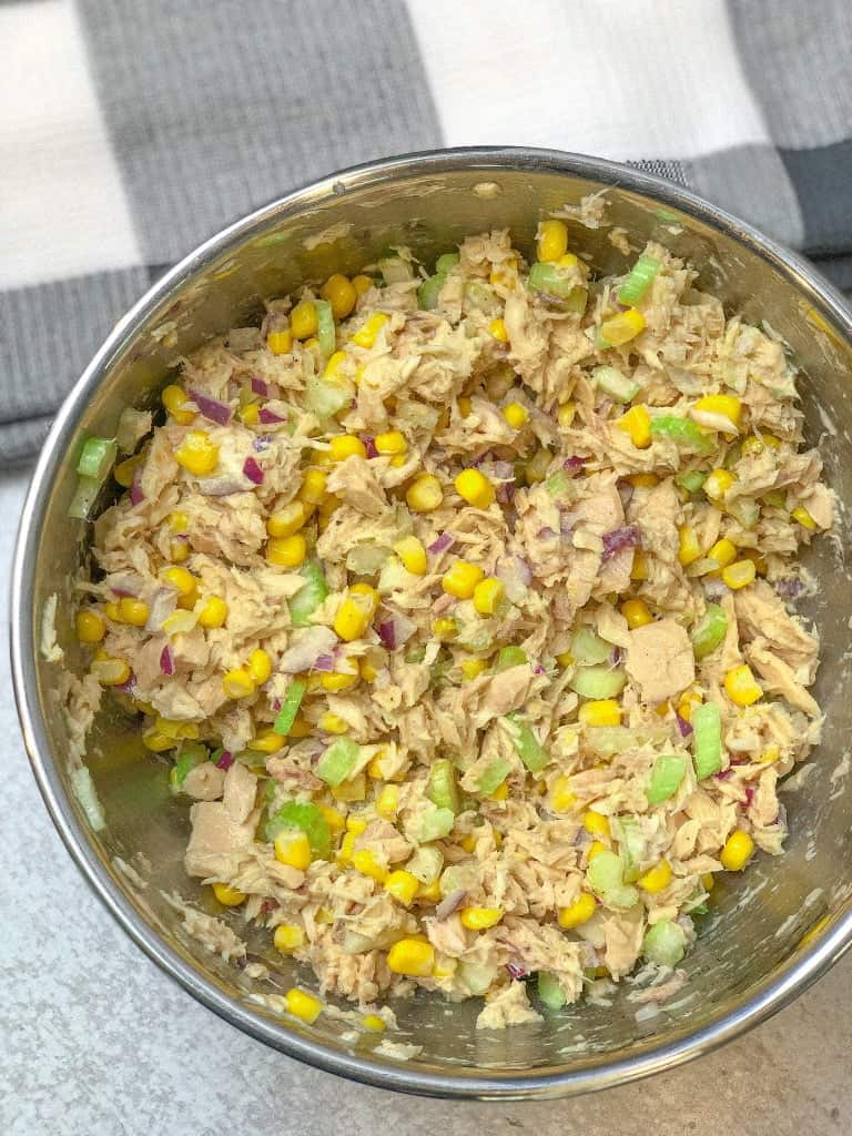A tuna mix with sweetcorn, lettuce, red onion, celery to make the perfect sandwich.