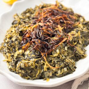 Healthy and delicious dandelion greens salad, a classic Lebanese dish with bright citrus and rich olive oil flavors.