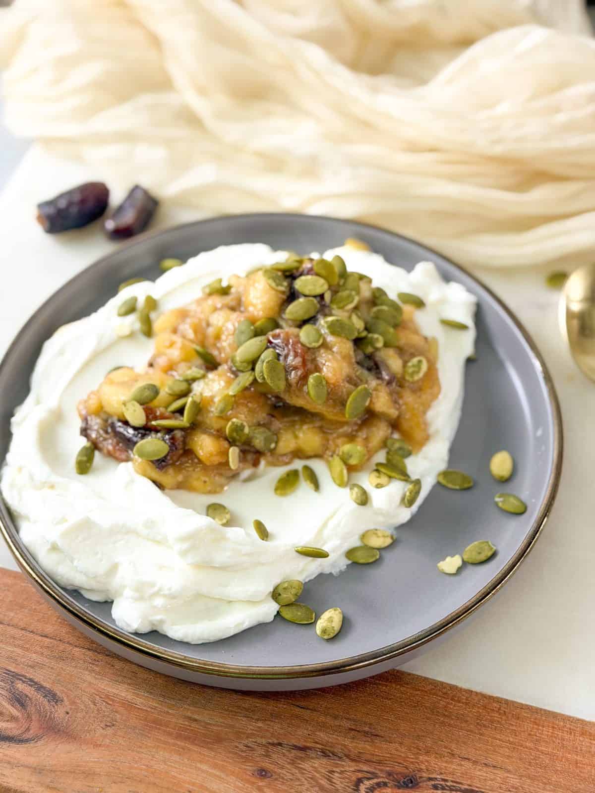 Caramelized Banana Date Greek Yogurt Bowl
