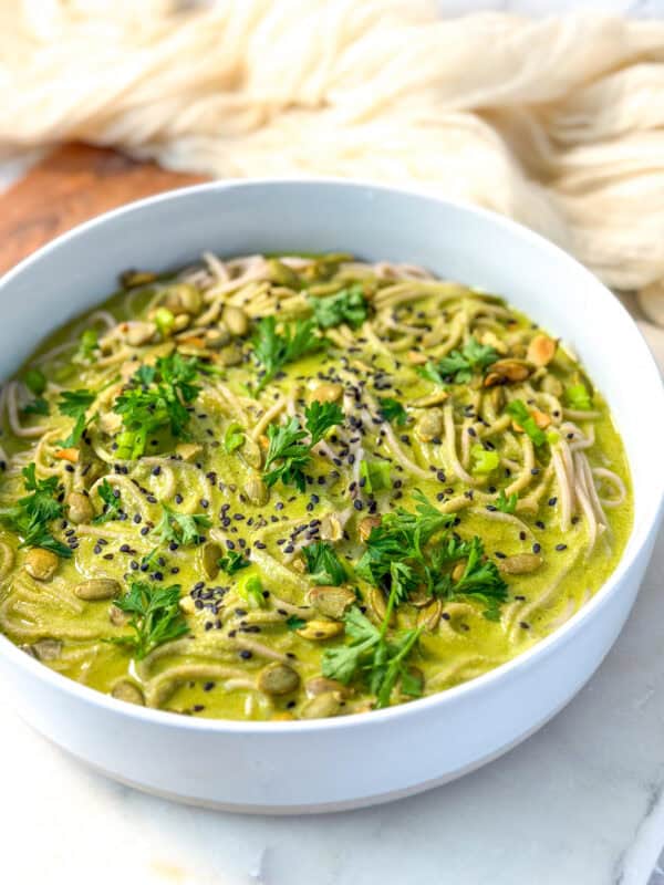 Creamy Vegan Pumpkin Seed Noodle Bowl